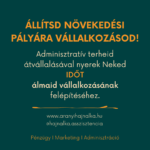 Figyelemfelkeltő szöveg a virtuális asszisztencia szolgáltatásról. Vállalkozók számára nyújtott segítség pénzügyi és marketing asszisztencia, valamint általános adminisztráció terén.